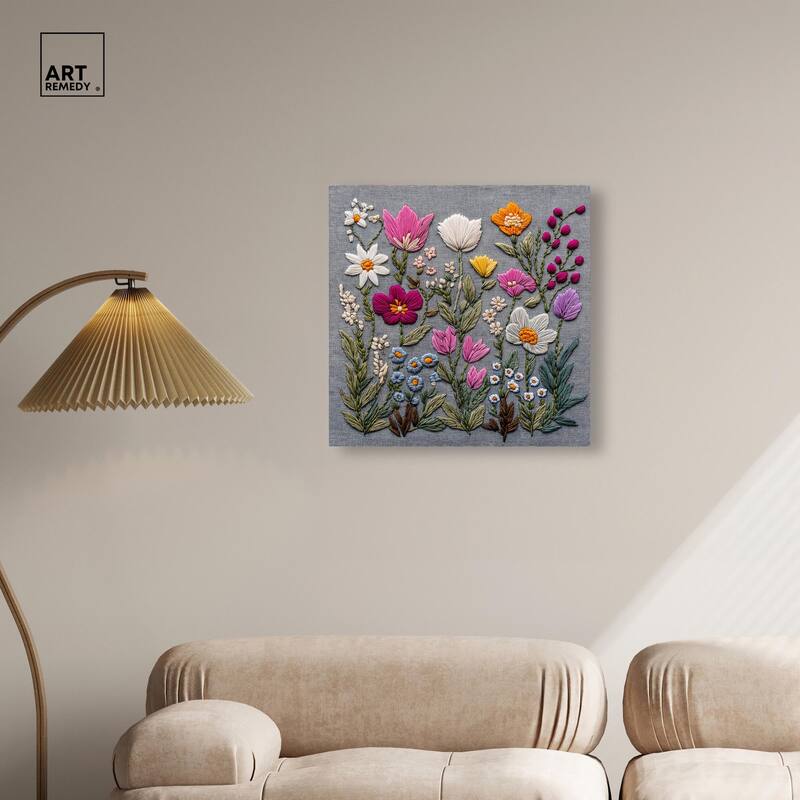 Fabric Flora Canvas by Art Remedy, Gallery Wrapped
