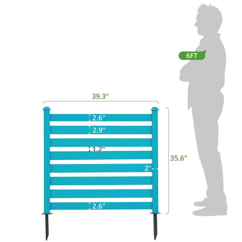 Courtyard Privacy Fence Without Digging Pits, Easy To Set Up, No Damage To The Ground,2,4-Panel - 39.3 in. W x 35.6 in. H