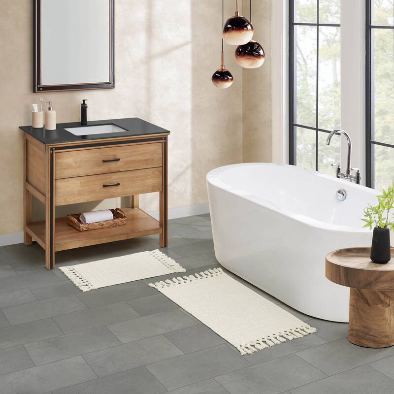 French Connection Nellore Fringe Cotton Bath Rug