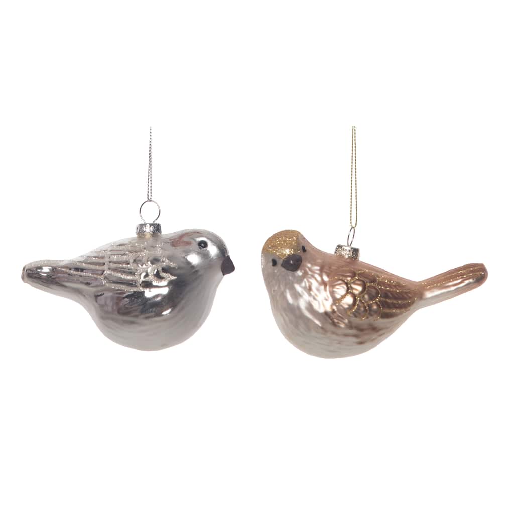 Transpac Glass Bird Ornament Set of 2 Christmas Home Decorations