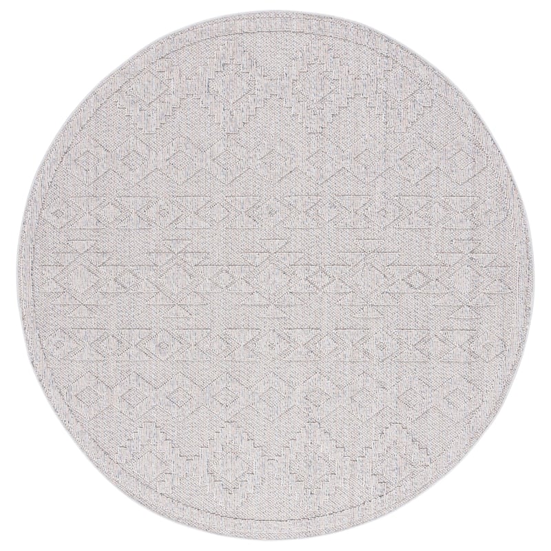 SAFAVIEH Global Kerttu Indoor/Outdoor Waterproof Rug - 6'7" Round - Grey/Beige