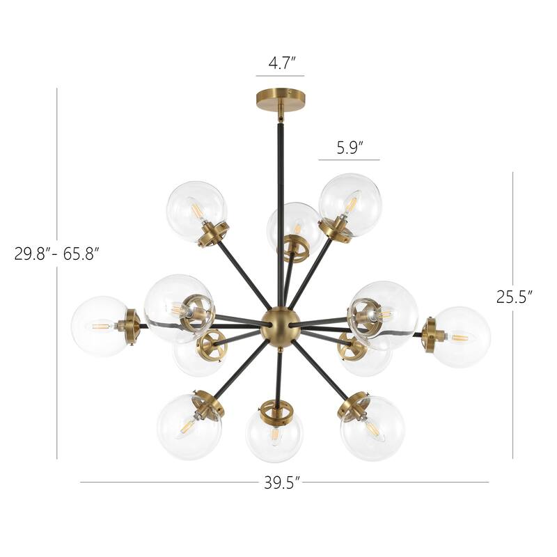 GetLedel 12-Light Modern Sputnik Sphere Chandelier with Glass Globe Shades