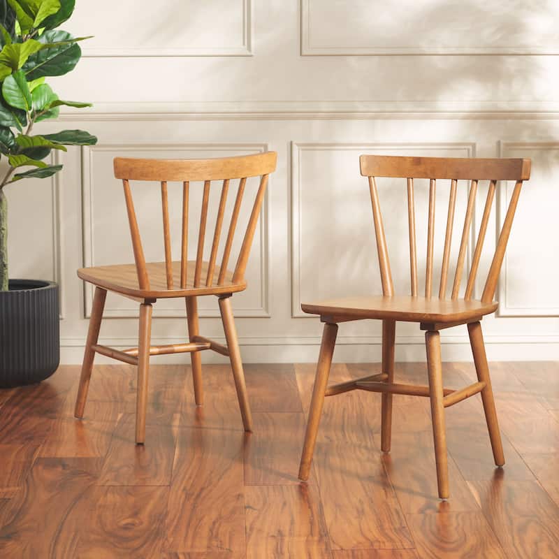 SAFAVIEH Signa Spindle Farmhouse Dining Chair (Set of 2) - 20" W x 20" D x 33" H - 20"W x 20"D x 33"H - Honey