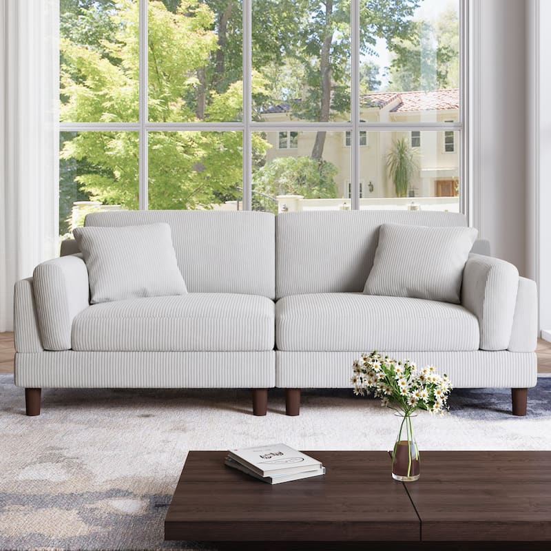 90.2"W Corduroy Upholstered 2 Seater Living Room Sofa