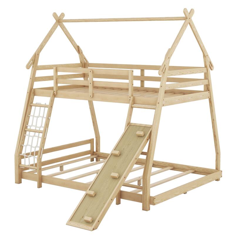 Twin over Queen Bunk Bed with Climbing Ramp