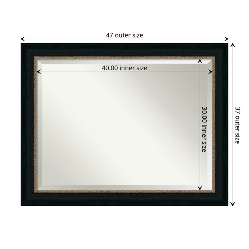 Beveled Bathroom Wall Mirror - Paragon Bronze Frame - Paragon Bronze - Outer Size: 47 x 37 in