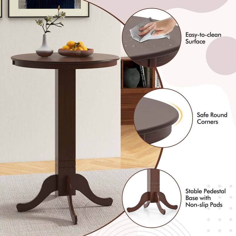 3-PCS Bar Table & Chairs Set Dining Table Set w/ Swiveling Stools