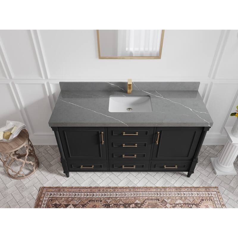 Willow Collections 60 in. W x 22 in. D Aberdeen Single Bowl Sink Bathroom Vanity with Countertop
