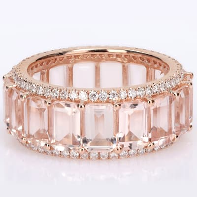 Miadora 14k Rose Gold 9 1/3ct TGW Morganite & 5/8ct TDW Diamond Full-Eternity Wedding Band Ring
