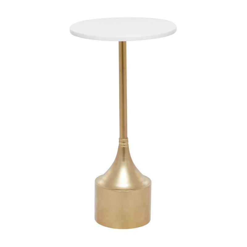 Gold Metal Accent Table with Marble Top