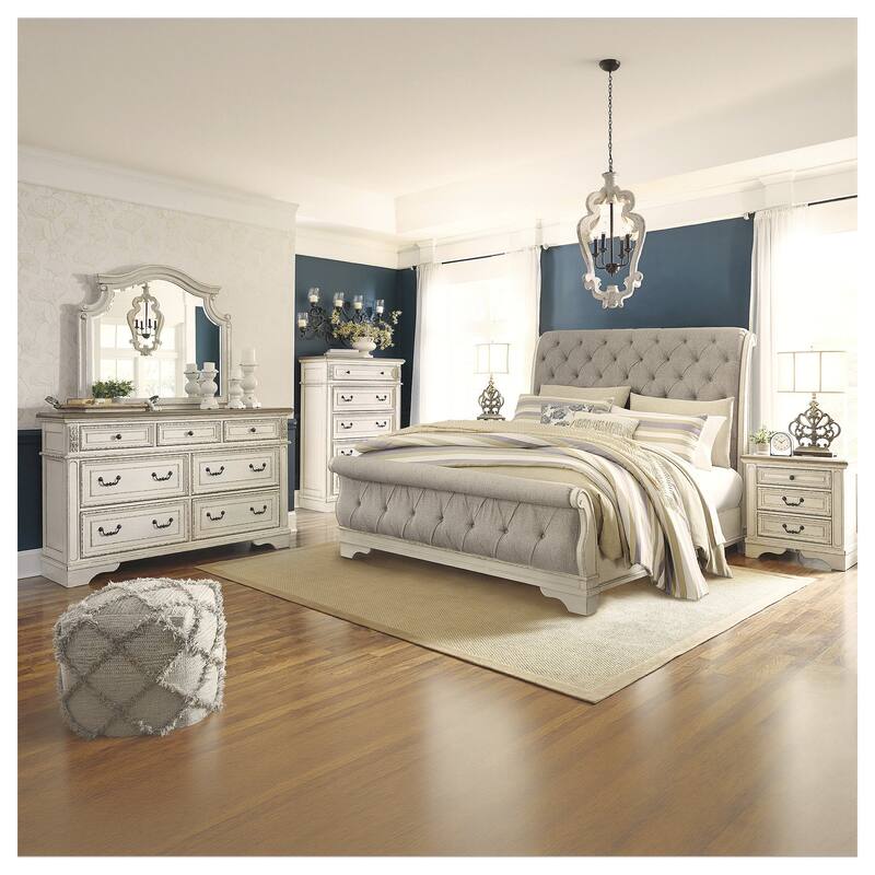 Signature Design by Ashley Realyn White/Gray Sleigh Bed