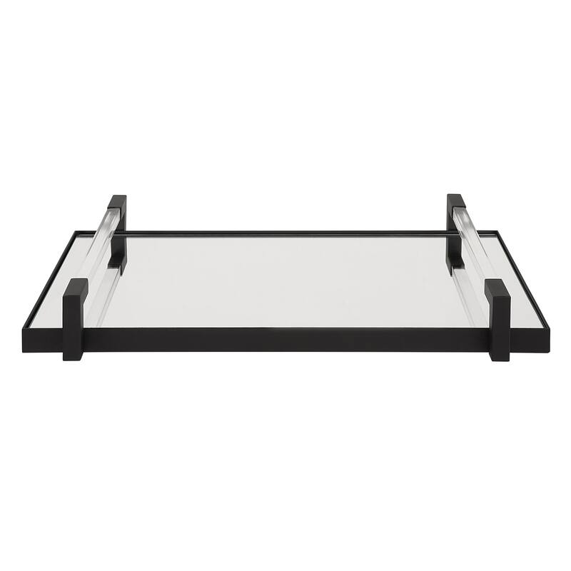 Uttermost Deki Black Mirrored Tray - 23.75"W x 3.13"H x 13.5"D