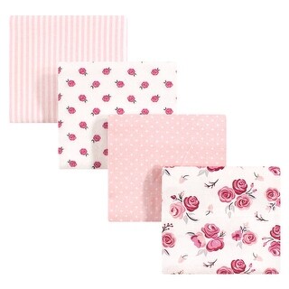 Hudson Baby Infant Girl Cotton Flannel Receiving Blankets, Rose, One Size - Rose - One Size