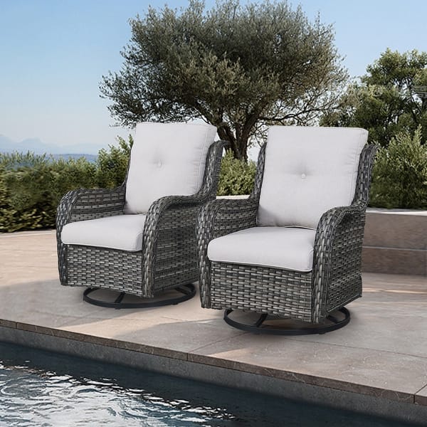 Patio Swivel Chairs Rattan 360 Degree Swivel Chairs Set of 2 On Sale