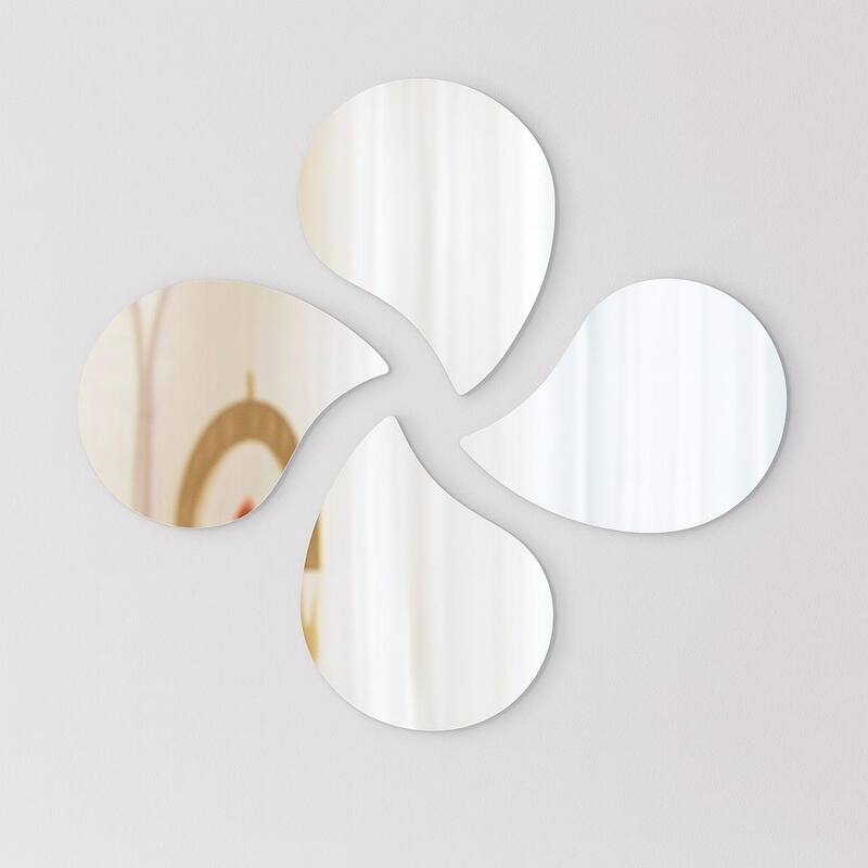 Small Decorative Wall Self Adhesive Shaped Mirrors - Set of 4