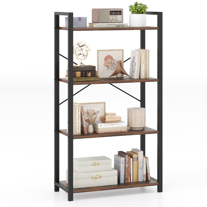 Gymax 2PCS 47'' Floor Bookcase w/ Shelves Heavy Duty Metal Frame &