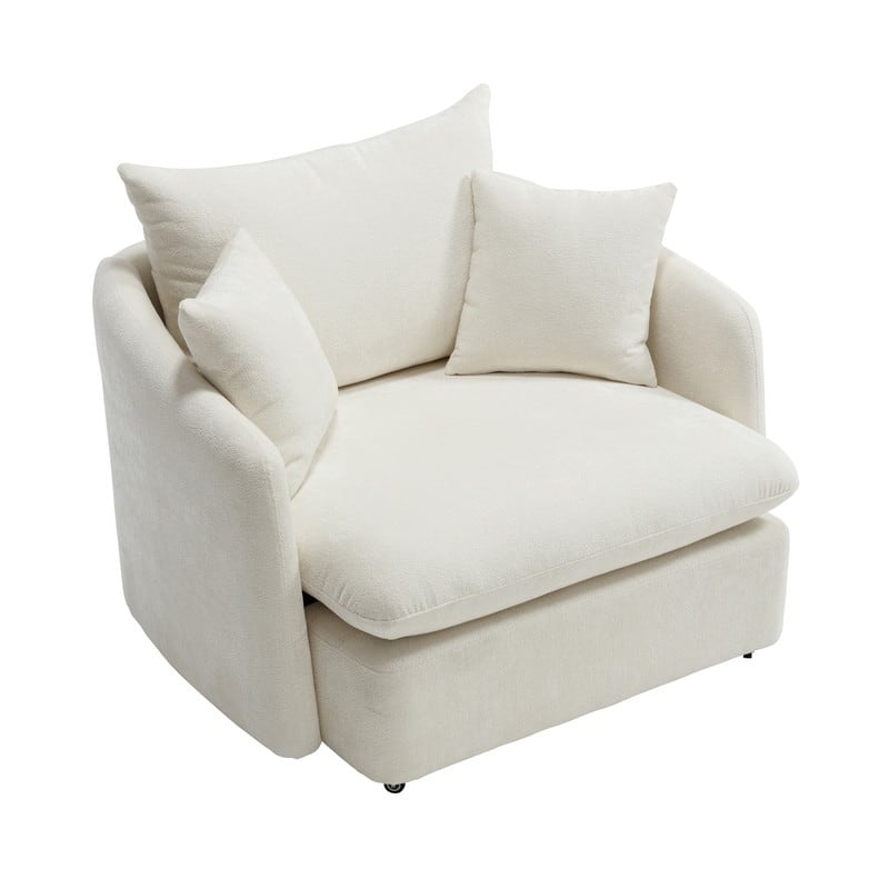 46" Chenille Upholstered Sofa Swivel Chair