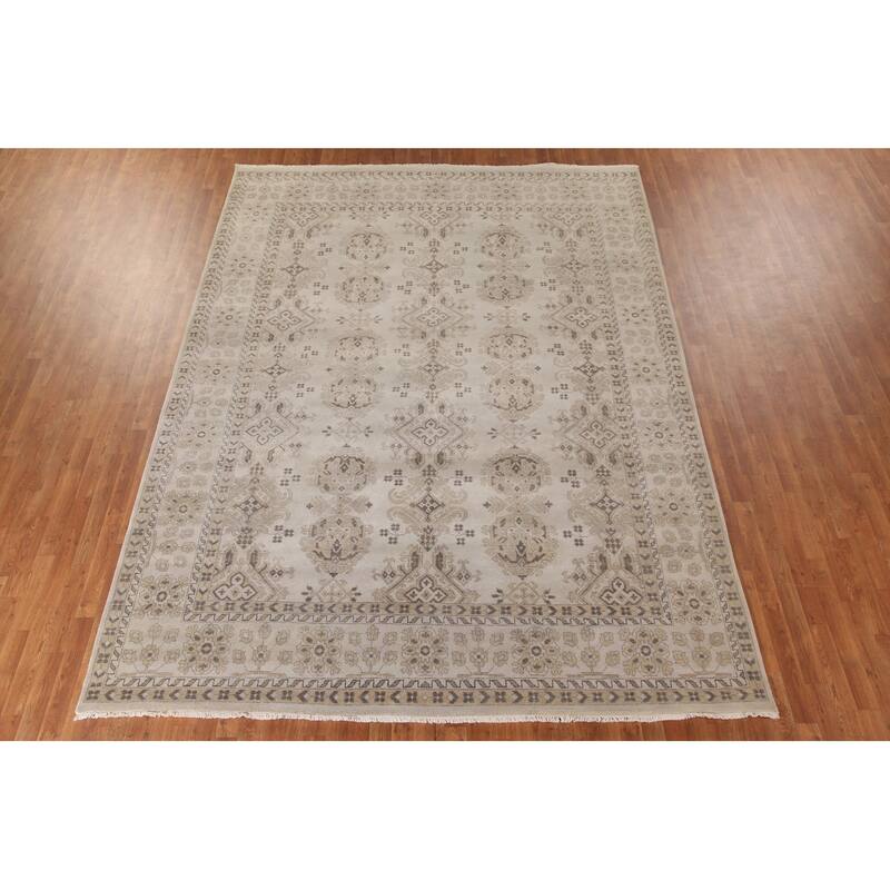 Geometric Oushak Oriental Area Rug Handmade Wool Carpet - 8'10"x 11'11"
