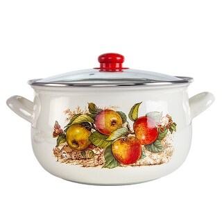 STP Goods Apples Belly Deep Enamel on Steel Casserole w/Glass Lid