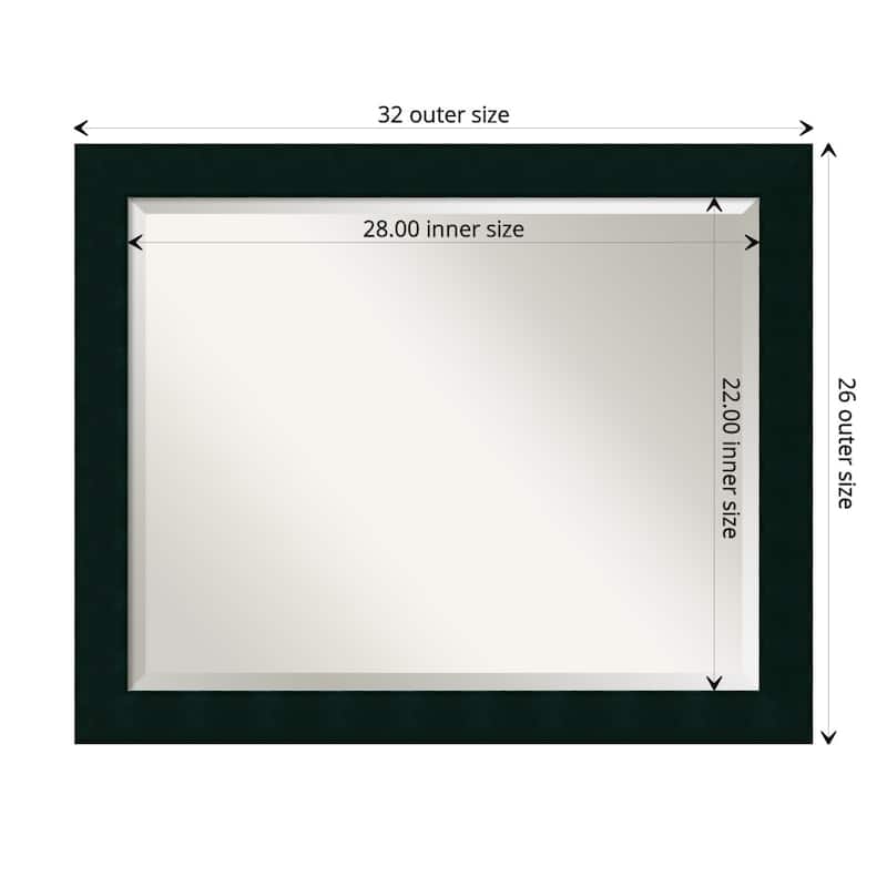 Beveled Wood Bathroom Wall Mirror - Tribeca Black Frame - Outer Size: 32 x 26 in