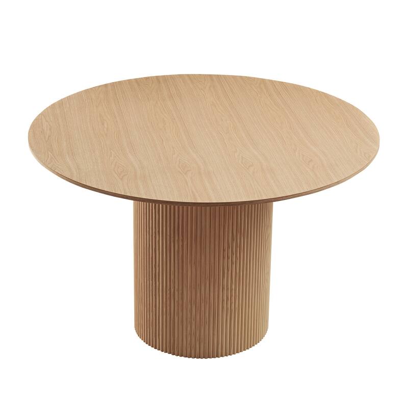 Mid-Century Modern 47.24-Inch Round Natural Black MDF Dining Table