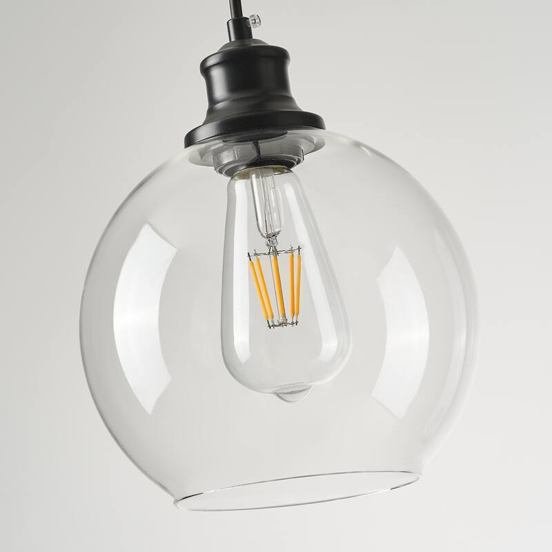 Starsky 3/5 Light Modern Linear Chandelier Cluster Kitchen Island Light with Glass Globe Shade