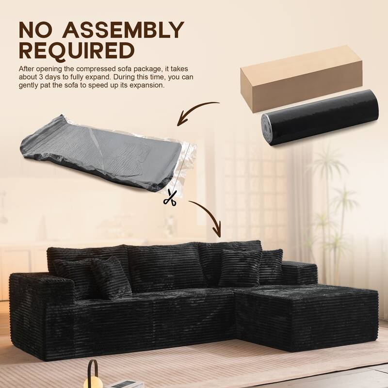 OVIOS All-Foam Plush L-Shaped Sofa​