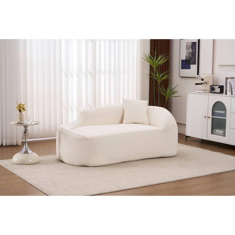 LY-048 Compression Curved Chaise Longue Chair Indoor, Modern Chenille Loveseat Couch