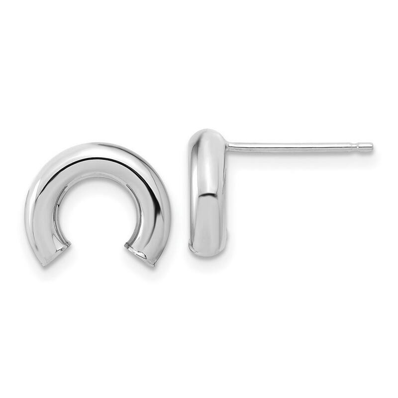 Curata 14k White Gold Polished U Shape Tube Post Earrings - 11.7x12.2mm