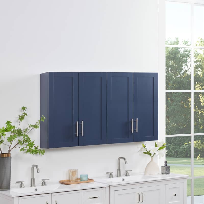 Wooden Wall-Mounted Cabinet with Double Doors and Shelves.