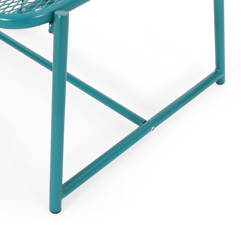 Roomfitters Kincaid Outdoor Metal Mesh Side Table with Rounded Edges, Modern Iron Patio Accent Table, Teal