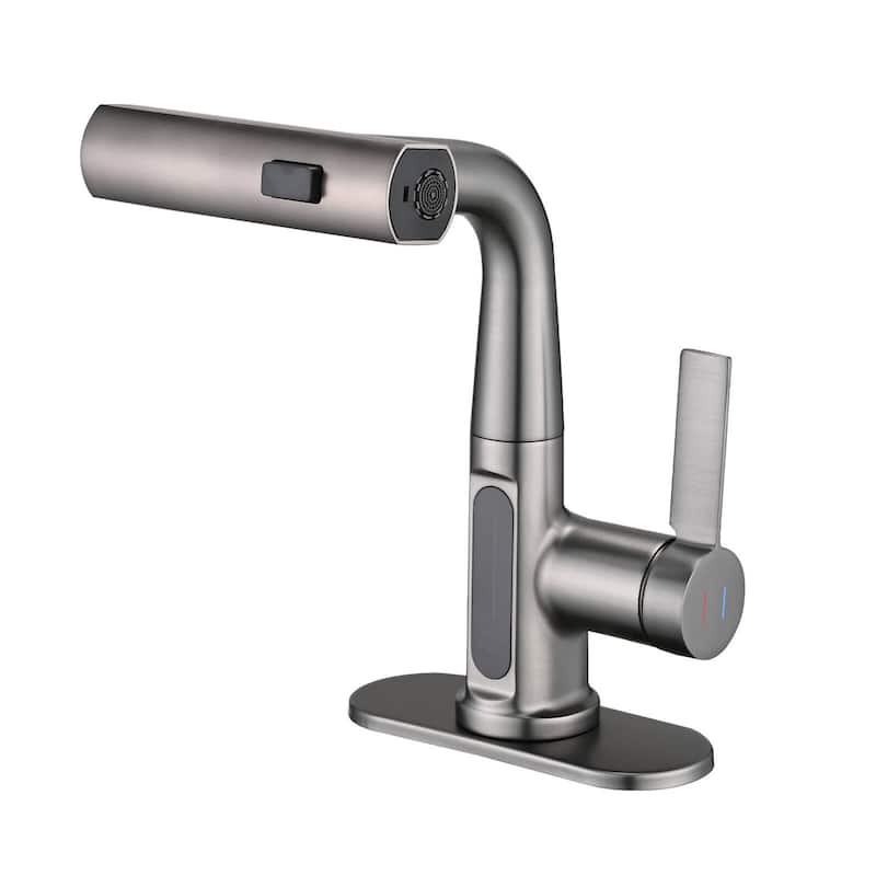 LED Temperature Display Bathroom Faucet with Pull Out Sprayer