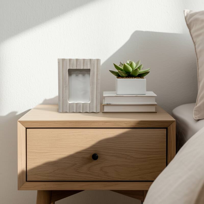 Marble Wood Picture Frame Wavy Texture Valencia Style - 1" Ivory