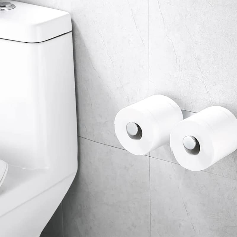 Wall-Mount Dual Post Toilet Paper Holder Double Roll Tissue Holder