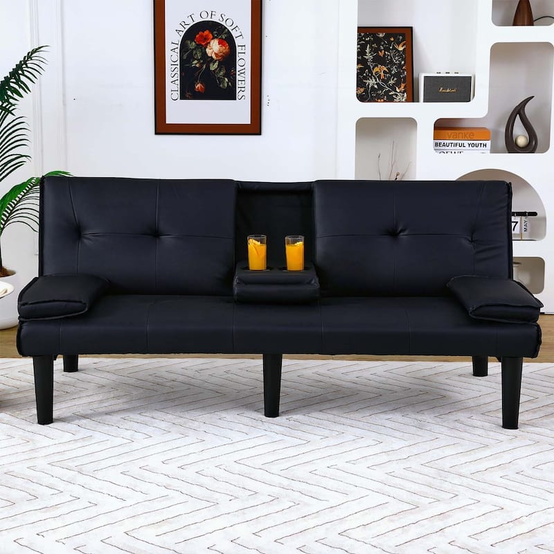 Sofa Bed with Foldable Design and Cup Holder,Ideal for Versatile Living Spaces