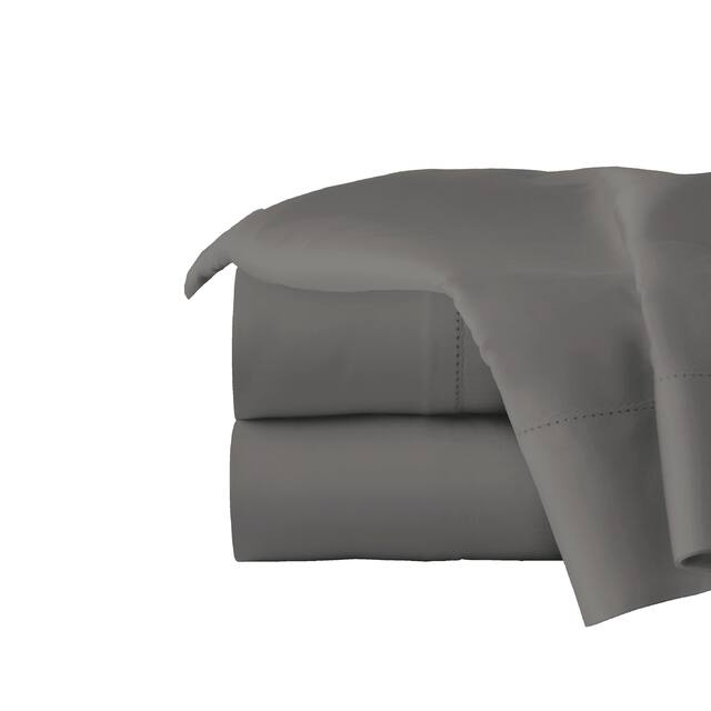 Pointehaven 410 Thread Count Cotton Oversized Bed Sheet Set - Queen - Medium Gray