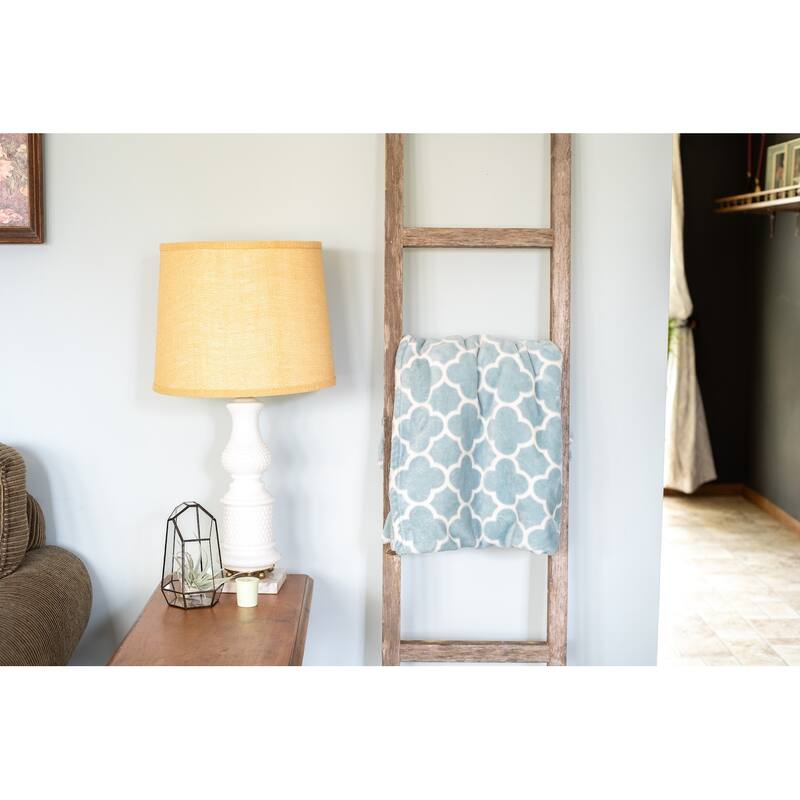 4 Step Rustic Weathered Grey Wood Ladder Shelf - 4 ft