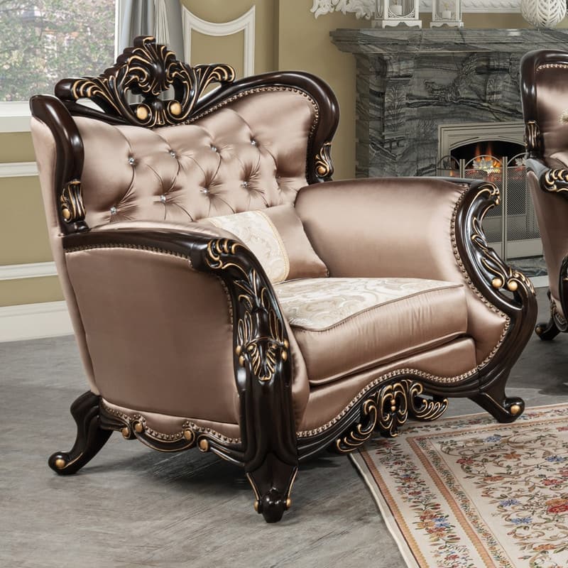 Best Master Furniture Truvare Sandy Desert Espresso Tradtional Accent Chair with Gold Accents