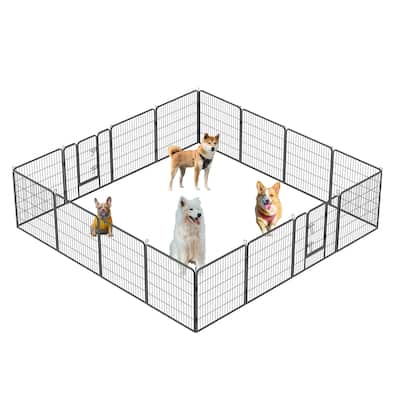 Dog Playpen - 16-Panel Outdoor Pet Fence with Doors, Portable Exercise Pen for All Dog Sizes, Yard, RV & Camping