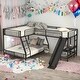 preview thumbnail 1 of 6, Modern Twin Over Full L-Shaped Bunk Bed With Twin Size Loft Bed,Built-in Desk And Slide for Bedroom