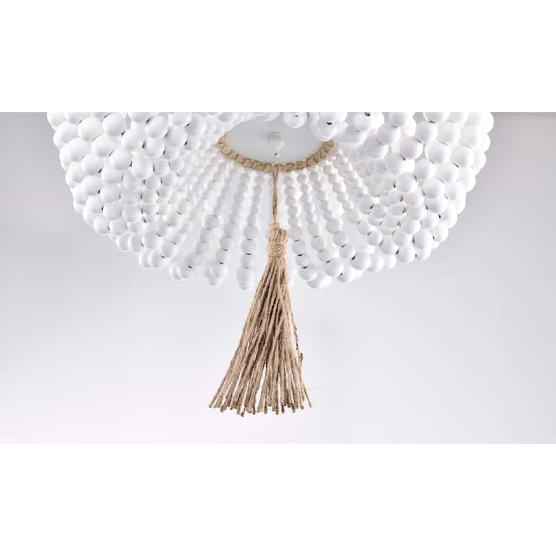 Renara 16 Inch Bohemian Tassel Flush Mount 3-Light