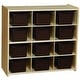 preview thumbnail 1 of 3, Contender 12 Compartment Storage Unit With Brown Bins, Cubby Organizer For Organizing Toys, Crafts [Fully Assembled]