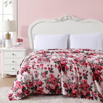Betsey Johnson Printed Ultra Soft Plush Reversible Blanket