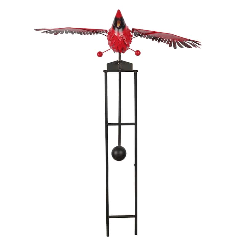Alpine Corporation NCY408 Metal Rocking Cardinal Stake, Stylish Decor for Garden, Patio, & Lawn 59"H Red