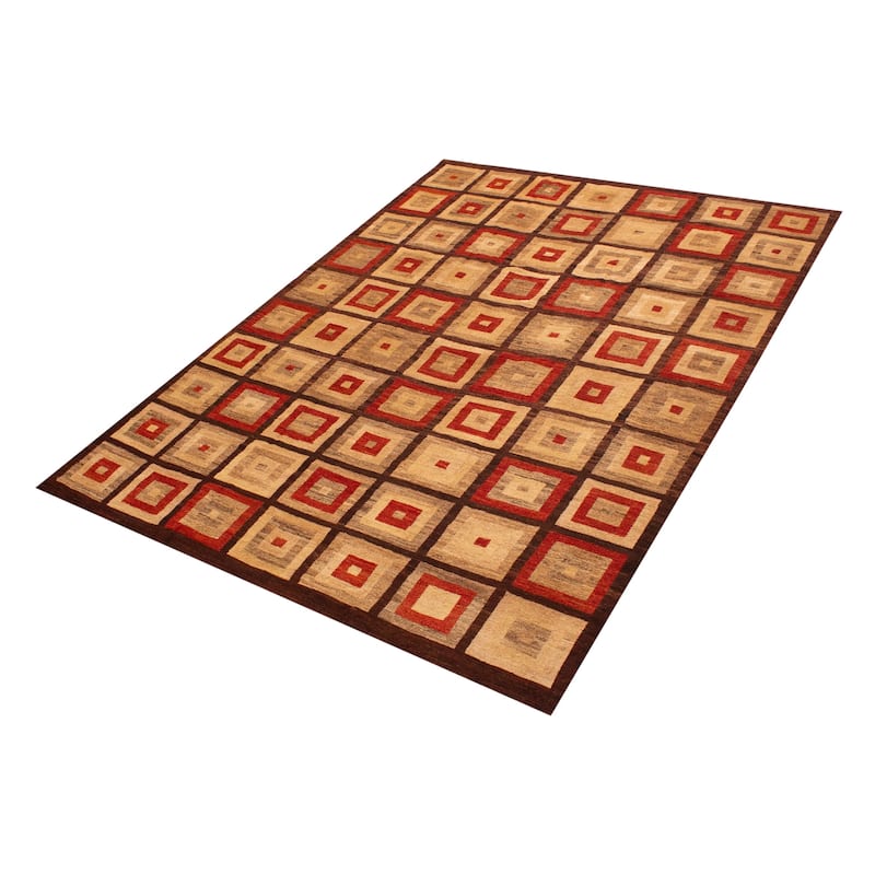 ECARPETGALLERY Flat-Weave Lahor Finest Beige, Red Wool Tapestry Kilim - 10'1 x 13'7