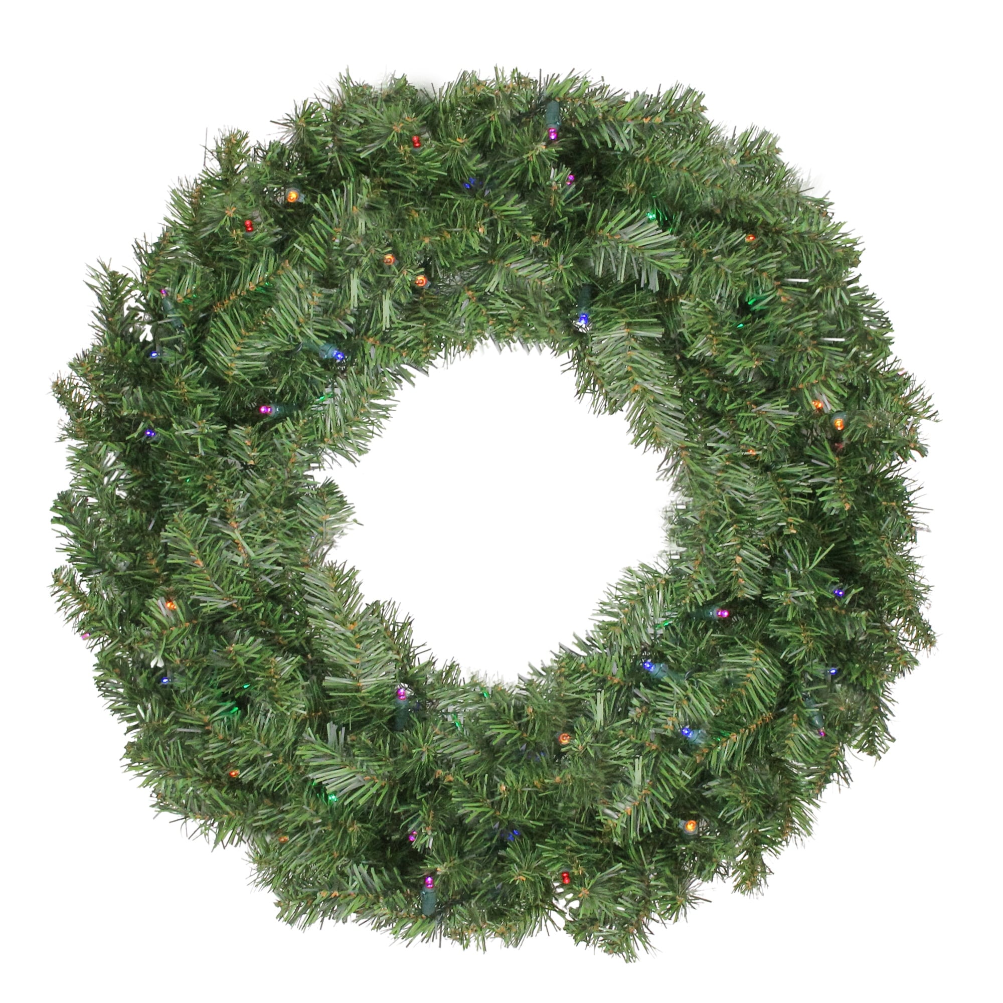 LED Canadian Pine Artificial Christmas Wreath Timer - 24" Multi Lights