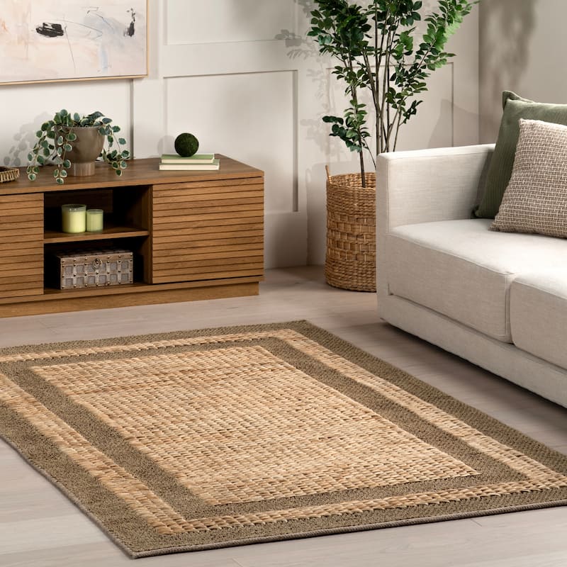 Nuloom Linnett Farmhouse Bordered Jute Area Rug - 5' x 8' - Natural - Rectangle