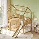 preview thumbnail 11 of 14, Wooden House Bunk Bed with Convertible Slide and Ladder,Twin Over Twin
