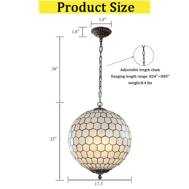 CraftHome Antique Brass Vintage Cosatal Glam Globe Natural CAPIZ SHELL Chandelier With for Living Room