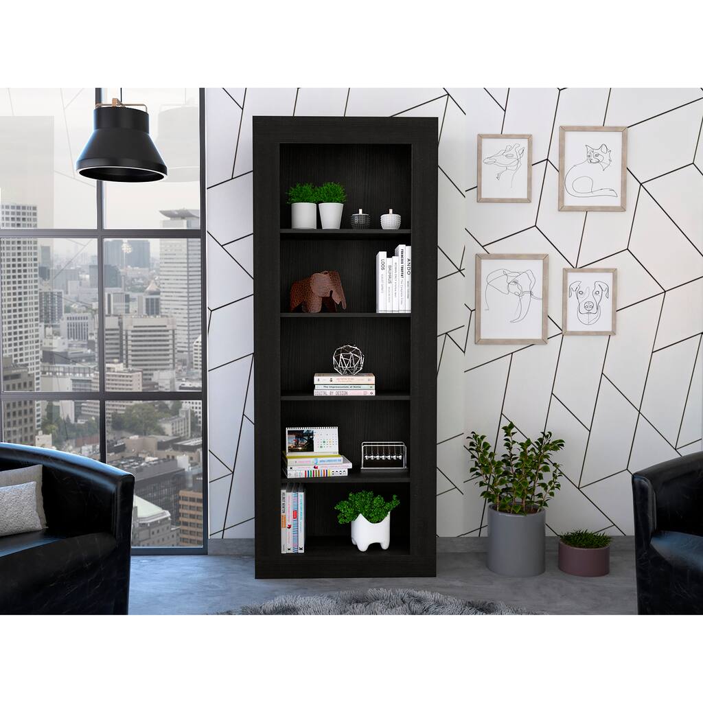 Andina Bookcase, Vertical Design, Five Shelves -Black